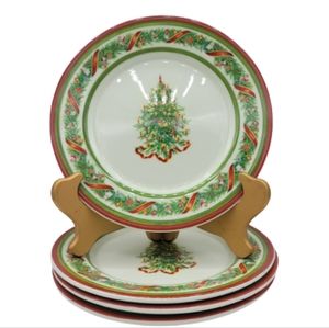 Christopher Radko Christopher's Tree Christmas Salad Plates Set 4 Retired Vtg